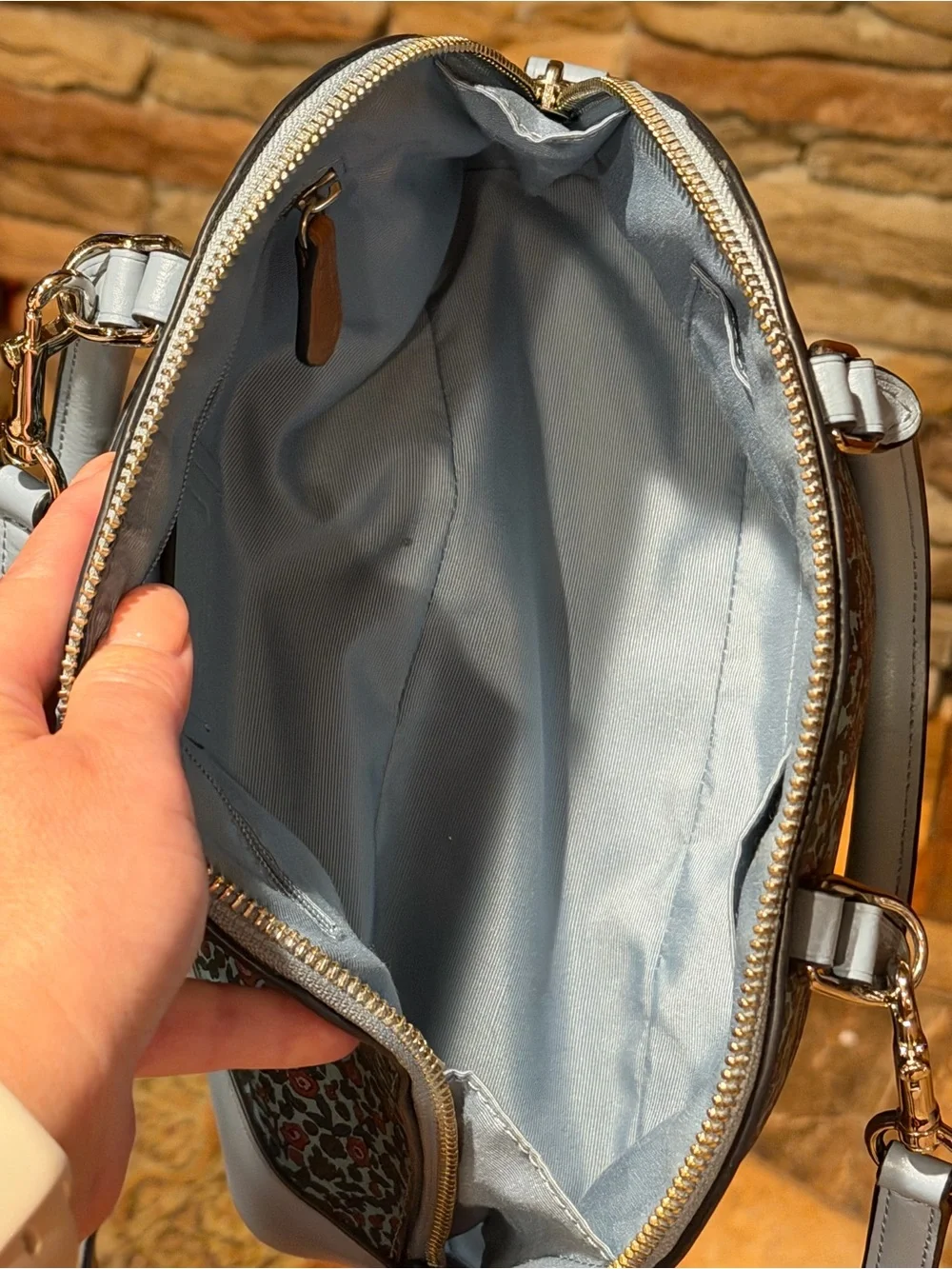 Coach NWOT Sierra Floral Dome Satchel Crossbody Handbag - Light Blue and Pink